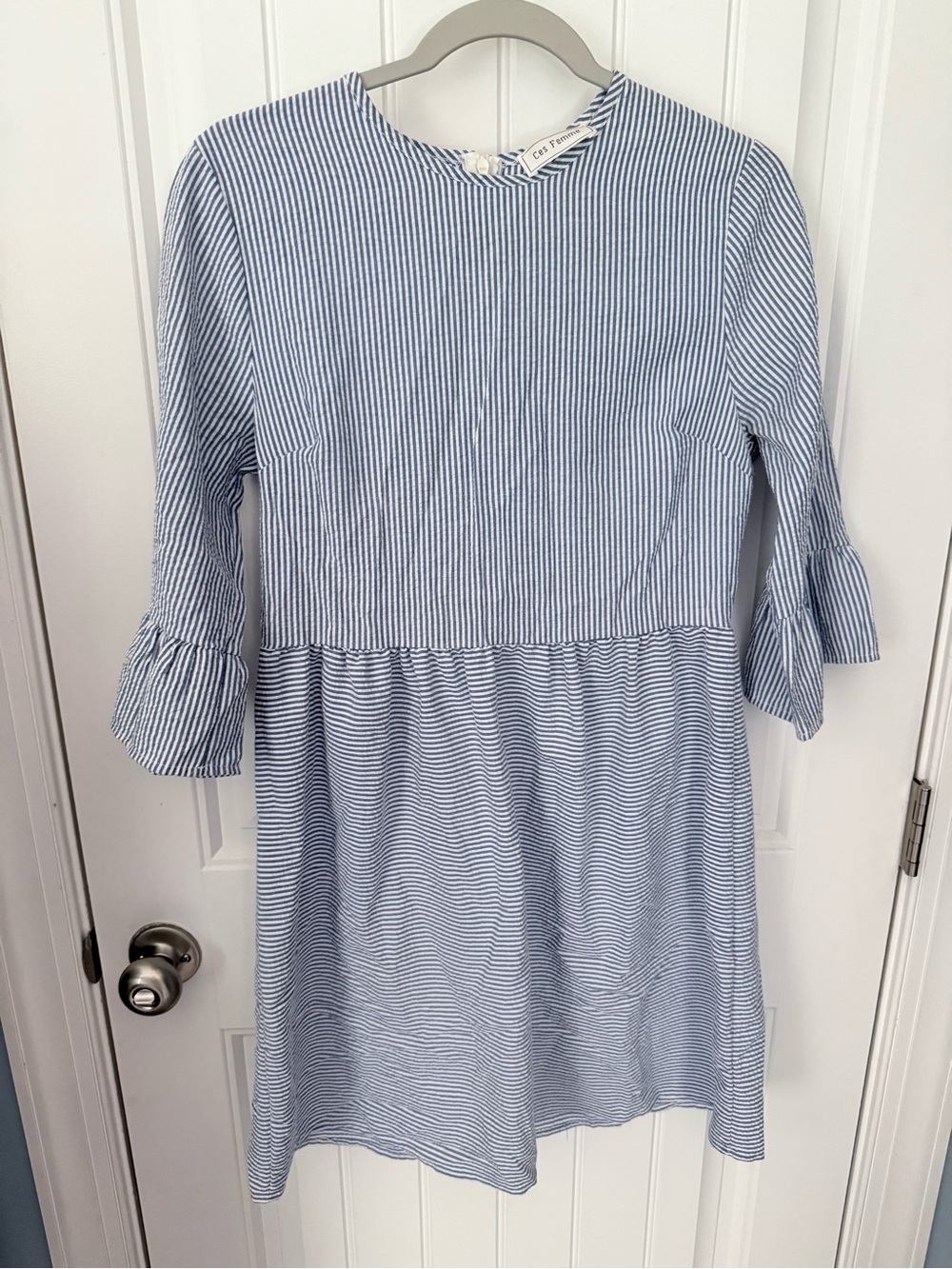 Classic Blue Seersucker Dress